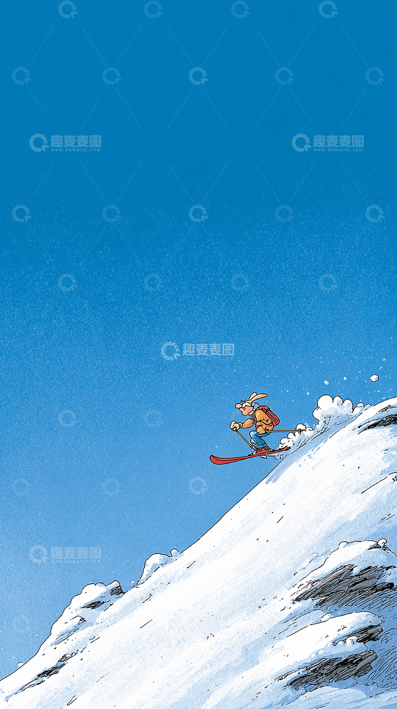 高清大图下载【趣麦麦图】高山雪地运动瞬间