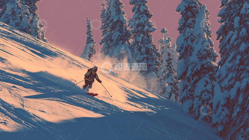 高清大图下载【趣麦麦图】雪山滑雪激情瞬间