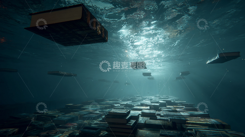 高清大图下载【趣麦麦图】深海浮光掠影中的书海奇幻