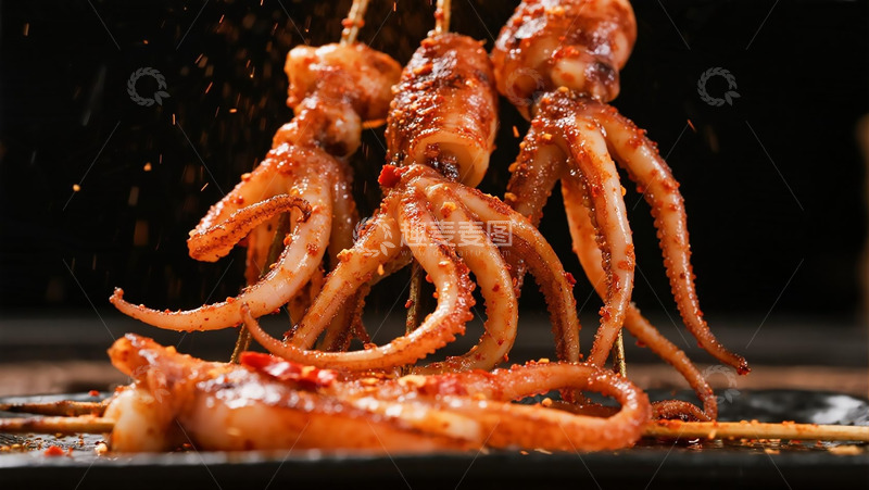 高清大图下载【趣麦麦图】辣烤鱿鱼串串