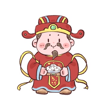 卡通灶神爷新年送福图