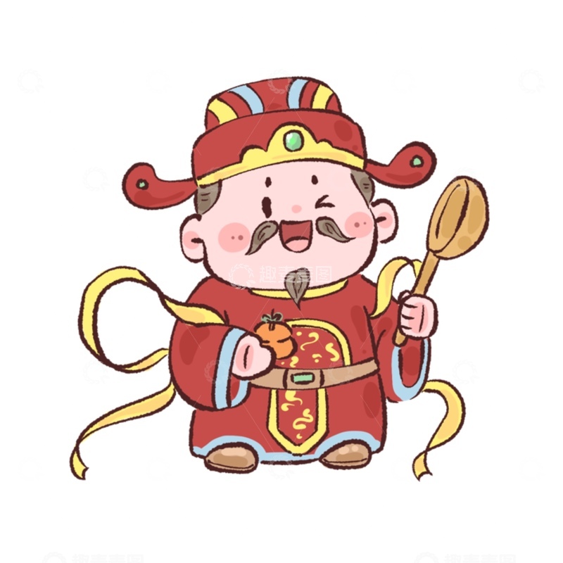 源文件下载【趣麦麦图】卡通灶神爷喜庆插画