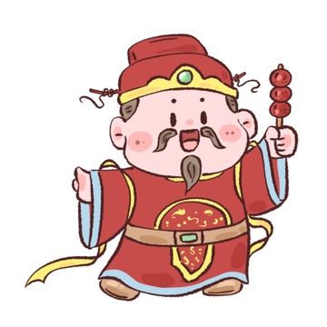 卡通灶神爷糖葫芦插画素材