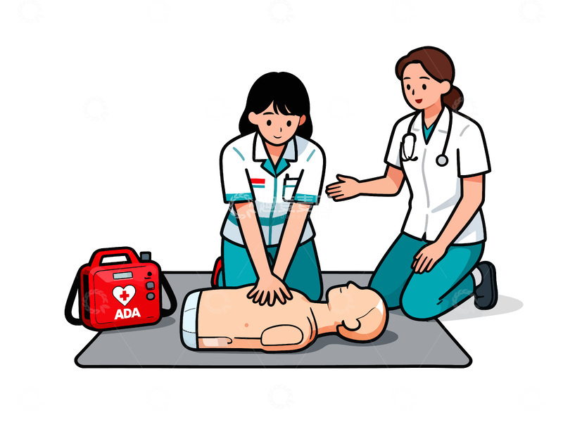 源文件下载【趣麦麦图】急救培训卡通教学插图