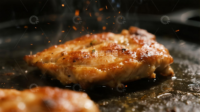 高清大图下载【趣麦麦图】焦香酥脆的烤肉排