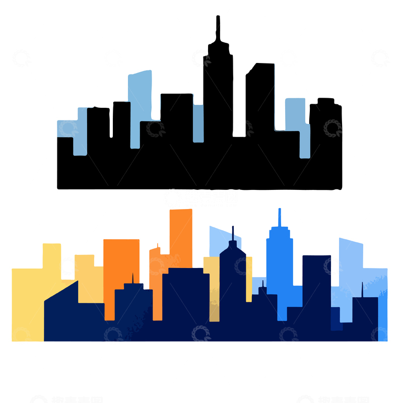 源文件下载【趣麦麦图】城市天际线剪影设计素材