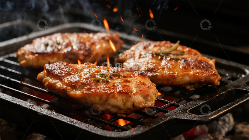 高清大图下载【趣麦麦图】炭火校考烤鸡排