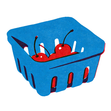 丝网印刷风格一筐子樱桃2