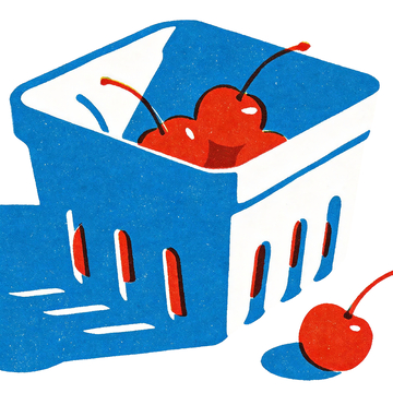 丝网印刷风格一筐子樱桃3