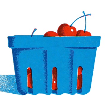 丝网印刷风格一筐子樱桃4