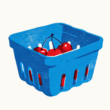 丝网印刷风格一筐子樱桃1