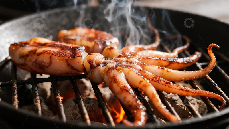高清大图下载【趣麦麦图】香喷喷的烤鱿鱼