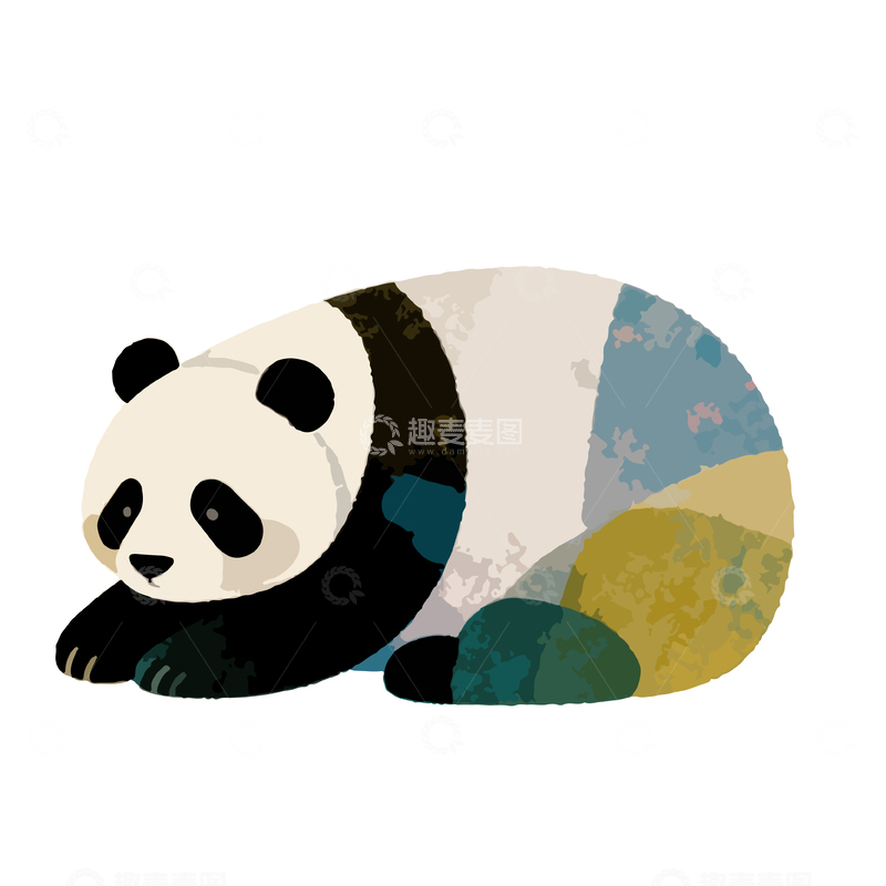 源文件下载【趣麦麦图】插画风熊猫创意艺术图案设计