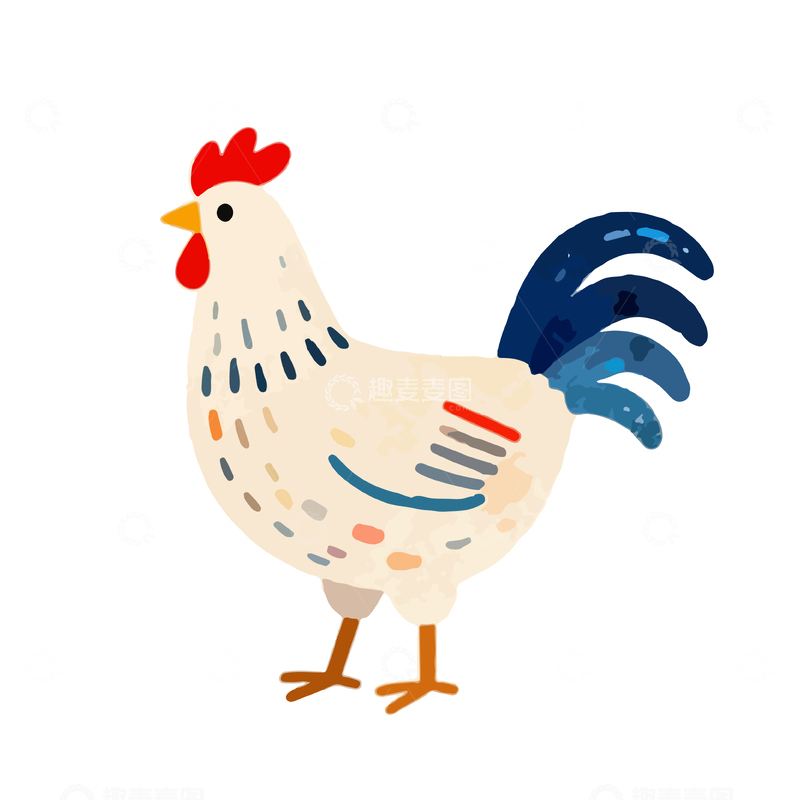 源文件下载【趣麦麦图】卡通风格公鸡插画