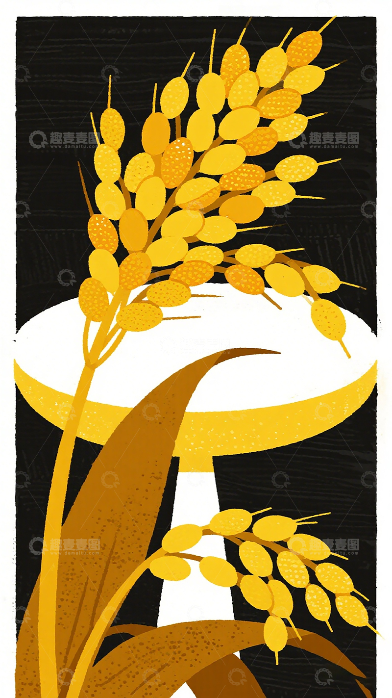 高清大图下载【趣麦麦图】金黄稻穗插画风格设计元素