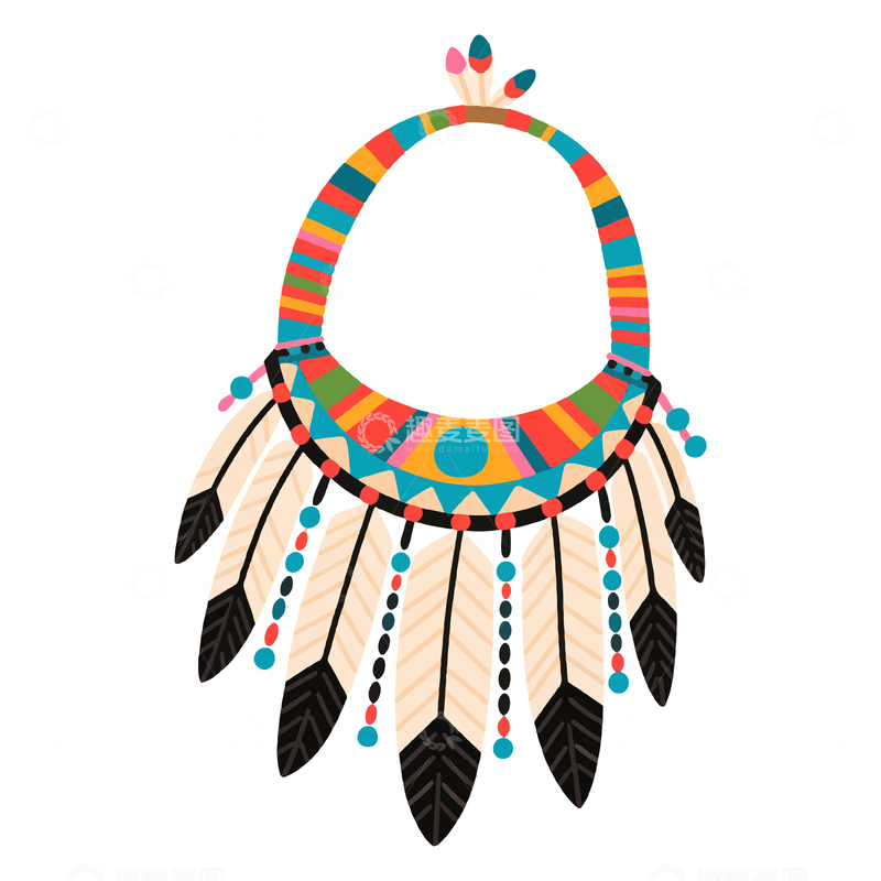 源文件下载【趣麦麦图】彩色民族项链插画设计