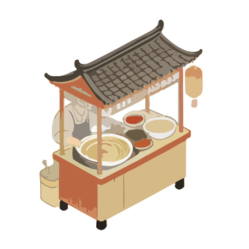 日式拉面摊卡通插画