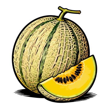 手绘哈密瓜果实插图