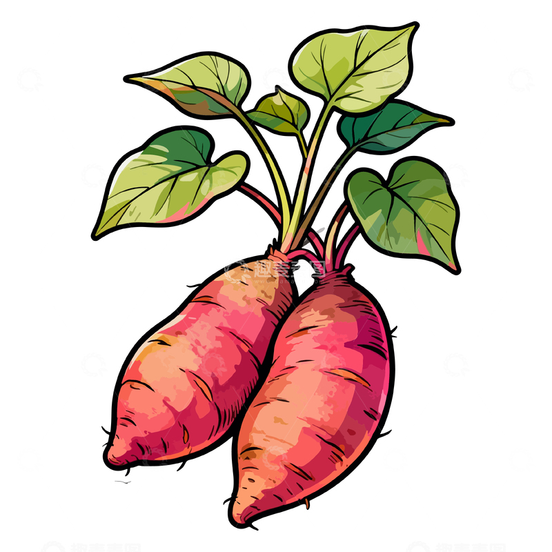 源文件下载【趣麦麦图】手绘红萝卜植物插画