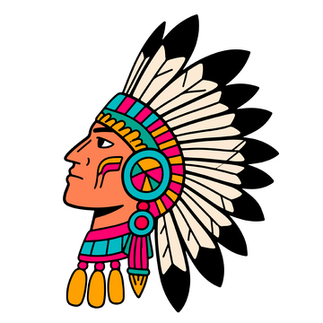印第安酋长头像卡通插画