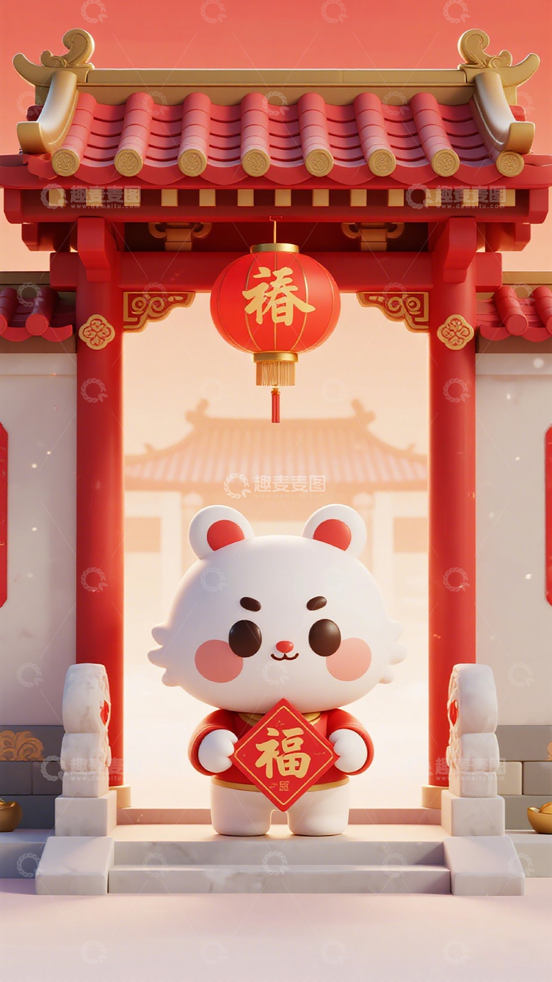 高清大图下载【趣麦麦图】新春萌鼠贺岁场景3D模型