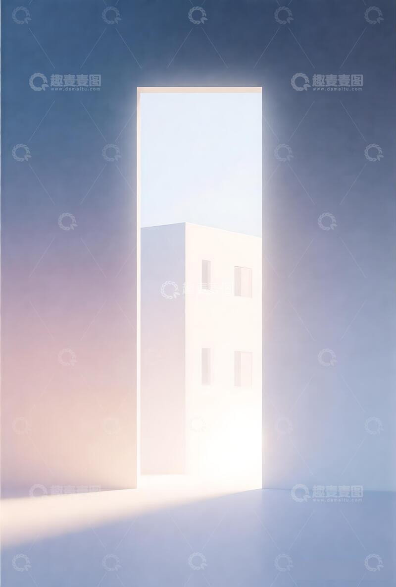 高清大图下载【趣麦麦图】极简光影艺术门框空间感背景底纹素材
