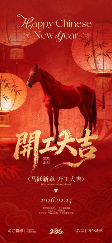马年开工喜庆海报设计素材