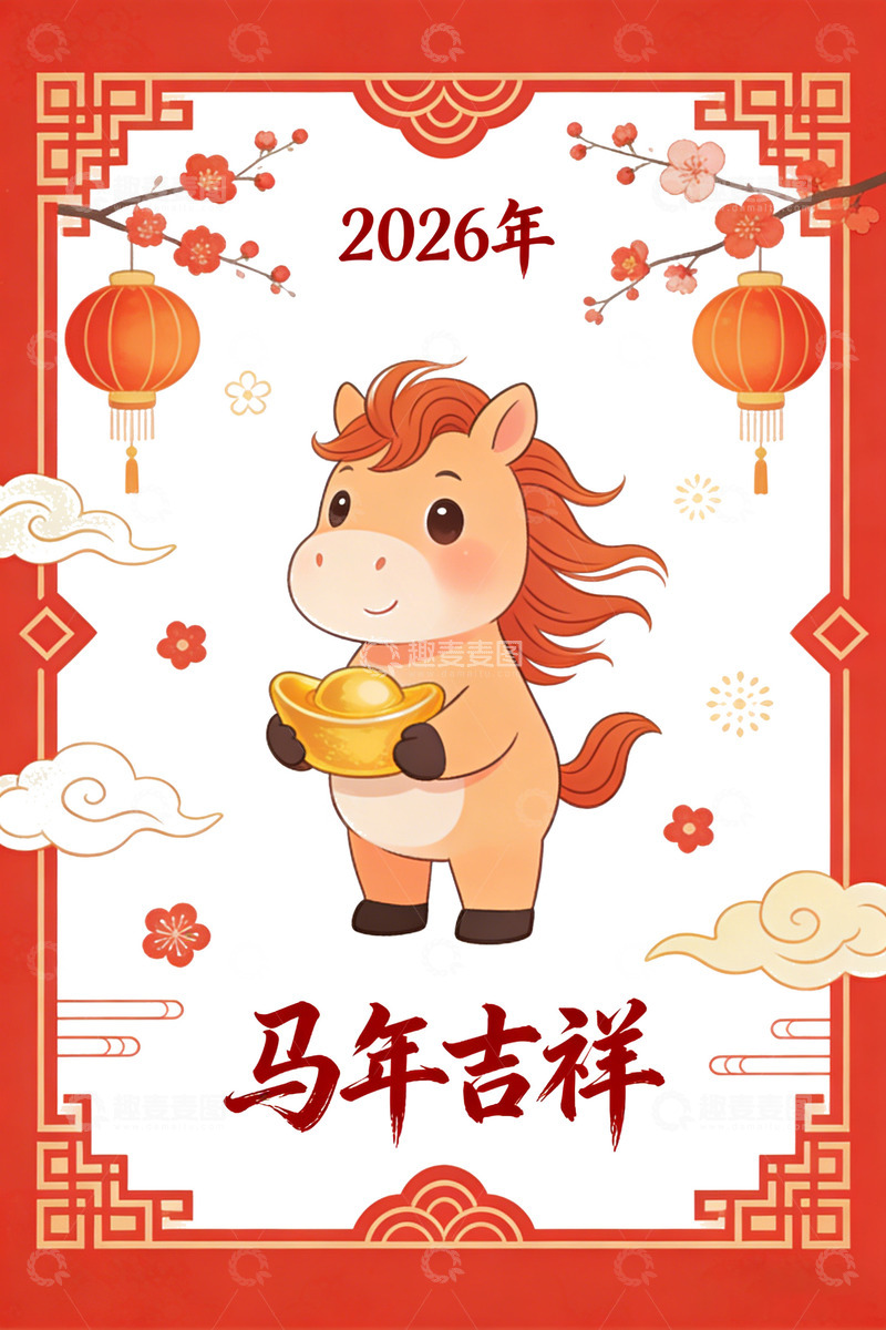 高清大图下载【趣麦麦图】马年吉祥年画