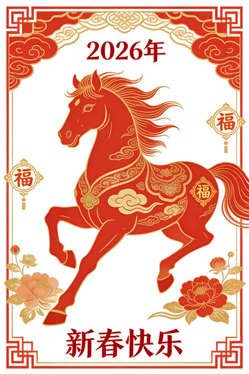马年新春年画