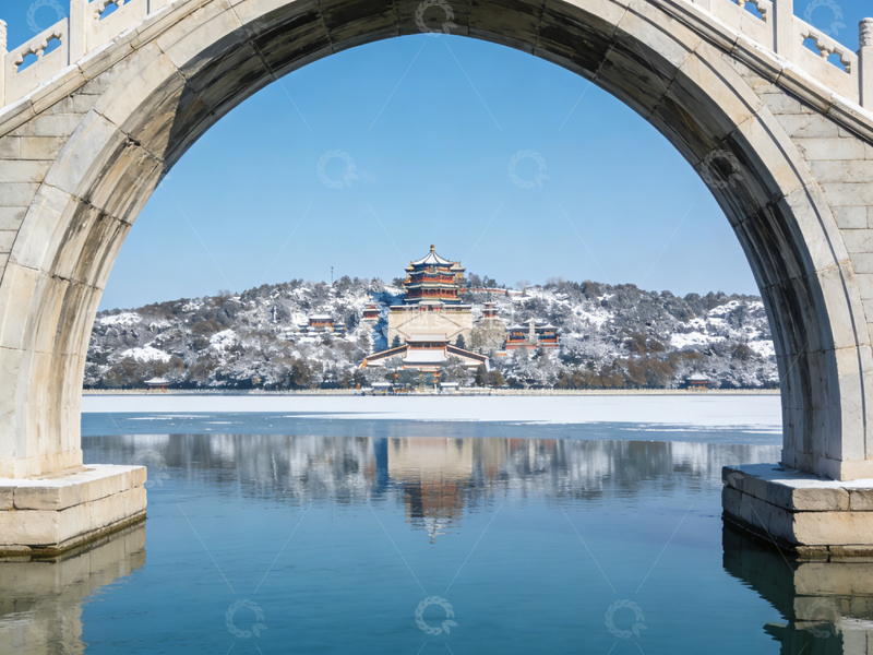高清大图下载【趣麦麦图】古桥雪景中国风建筑风光摄影
