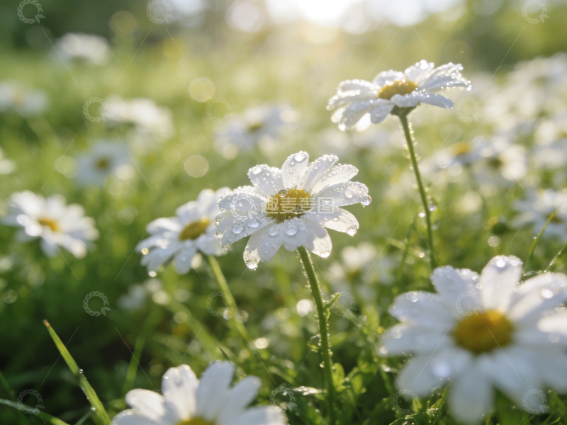 高清大图下载【趣麦麦图】清新晨露雏菊自然风光摄影