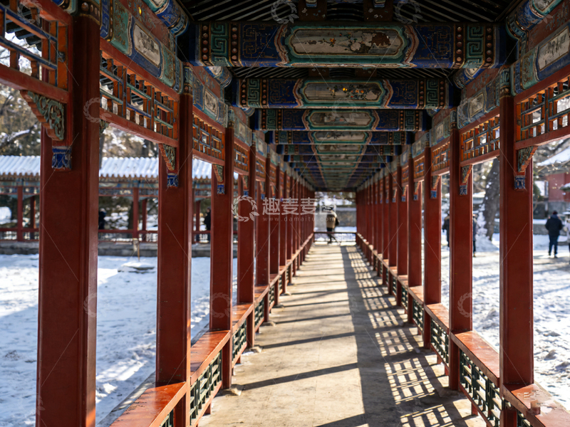 高清大图下载【趣麦麦图】古风冬日廊道