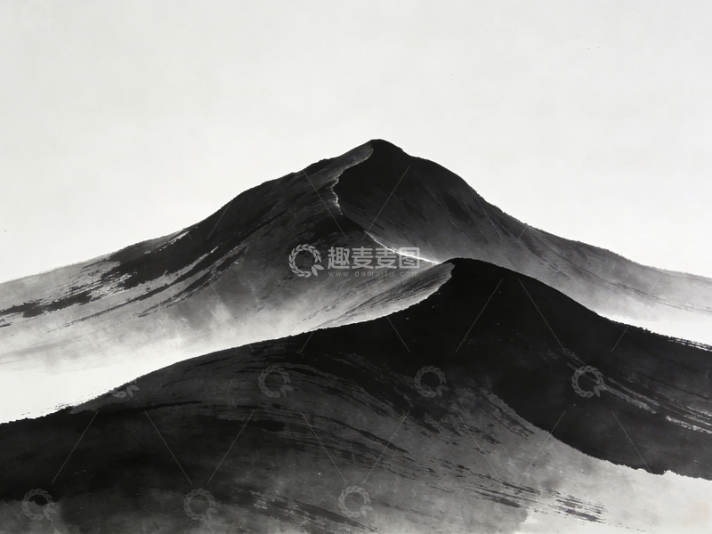 高清大图下载【趣麦麦图】水墨山水国画山峰艺术画作