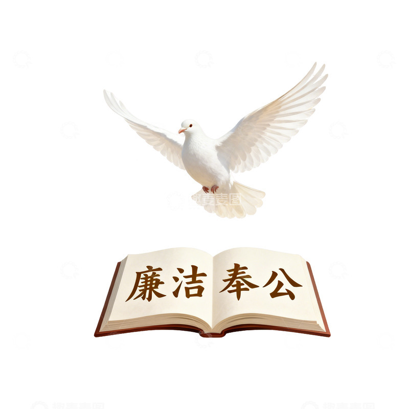 高清大图下载【趣麦麦图】白鸽与书本廉洁奉公