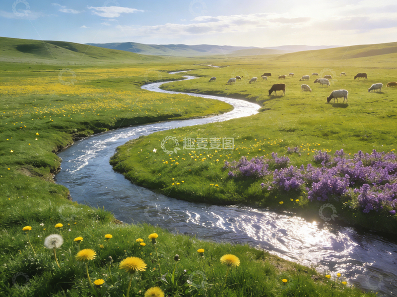 高清大图下载【趣麦麦图】草原河流风光摄影图片1