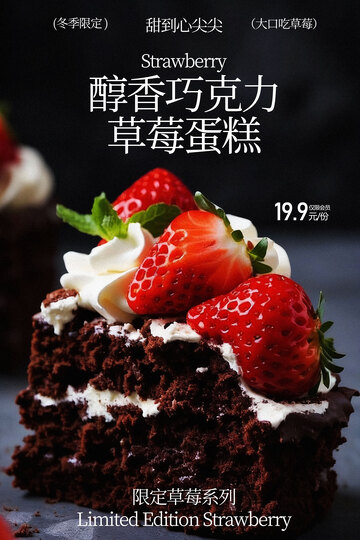 醇香巧克力草莓蛋糕海报