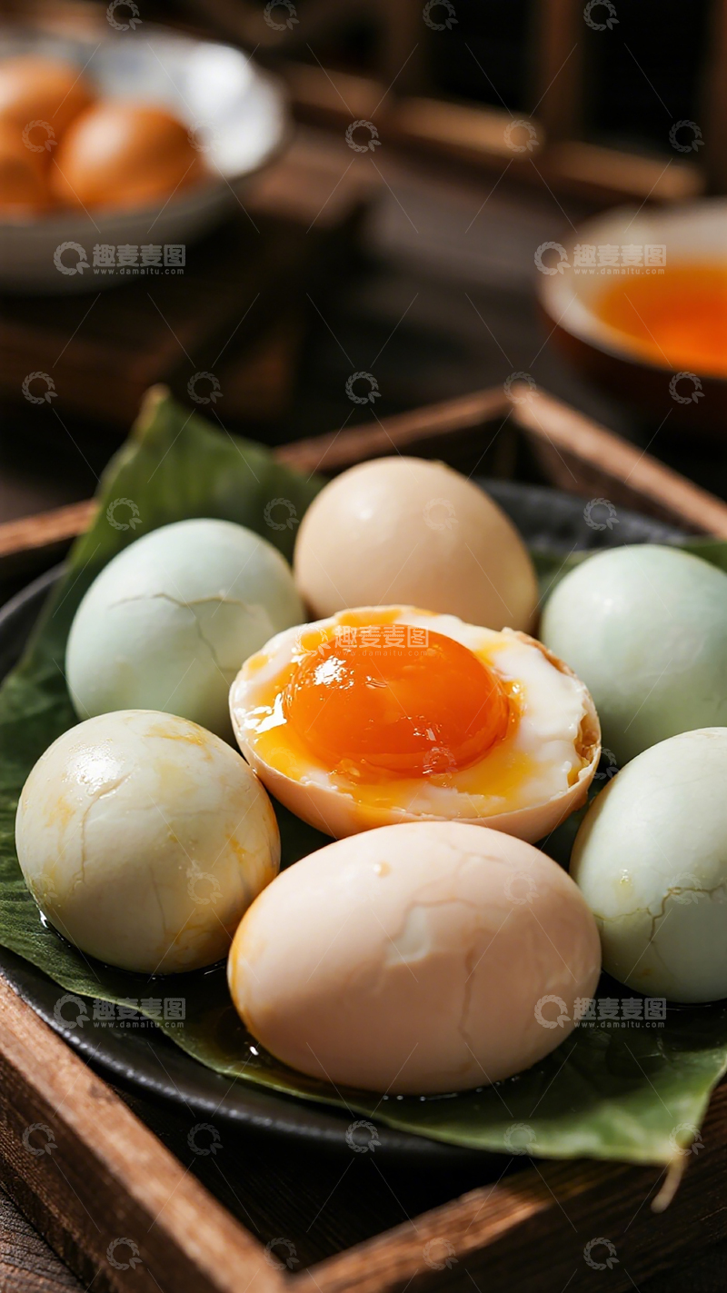 高清大图下载【趣麦麦图】中式美食咸鸭蛋特写摄影