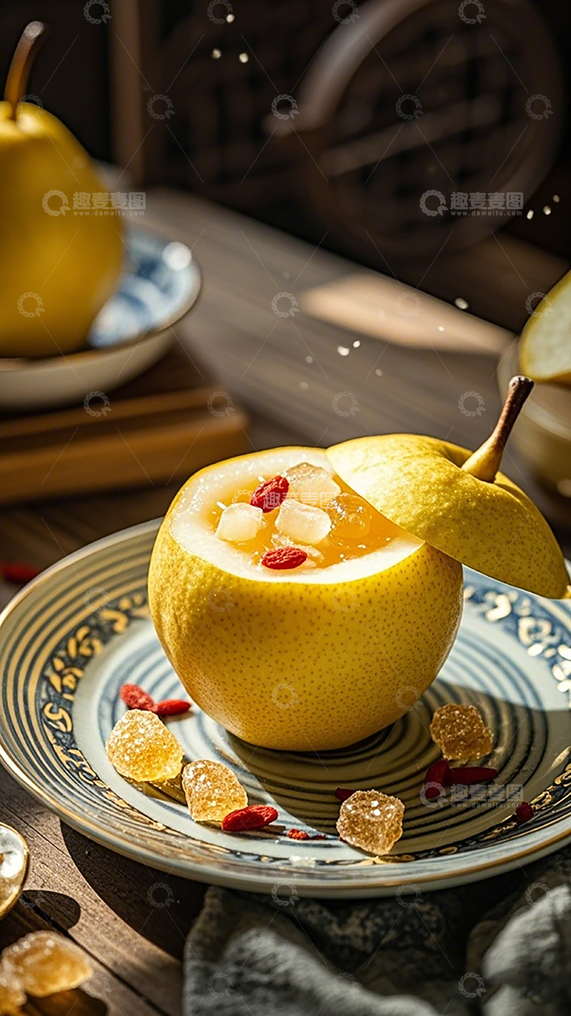 高清大图下载【趣麦麦图】中式甜品梨盅