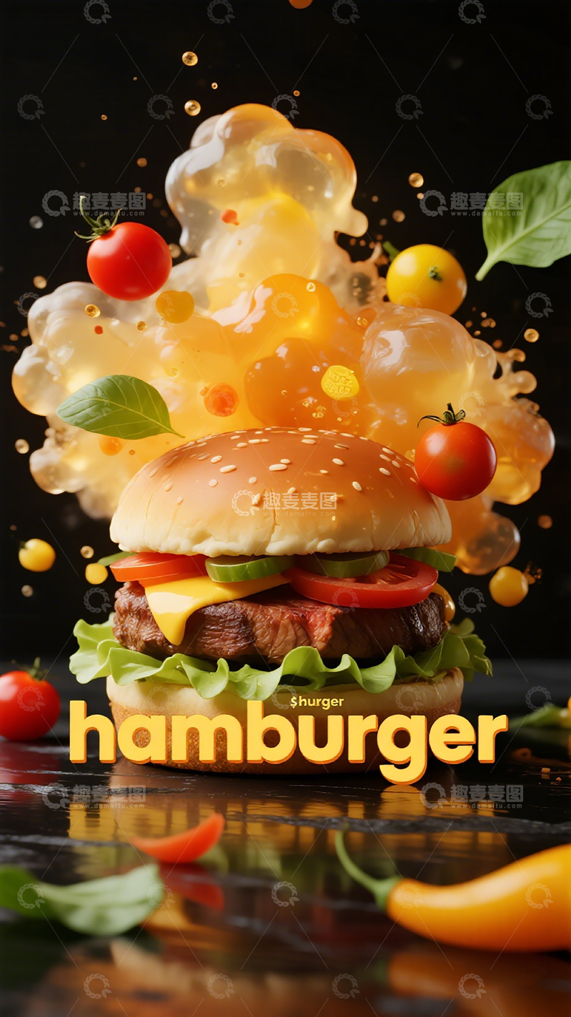 高清大图下载【趣麦麦图】美味汉堡美食摄影创意图