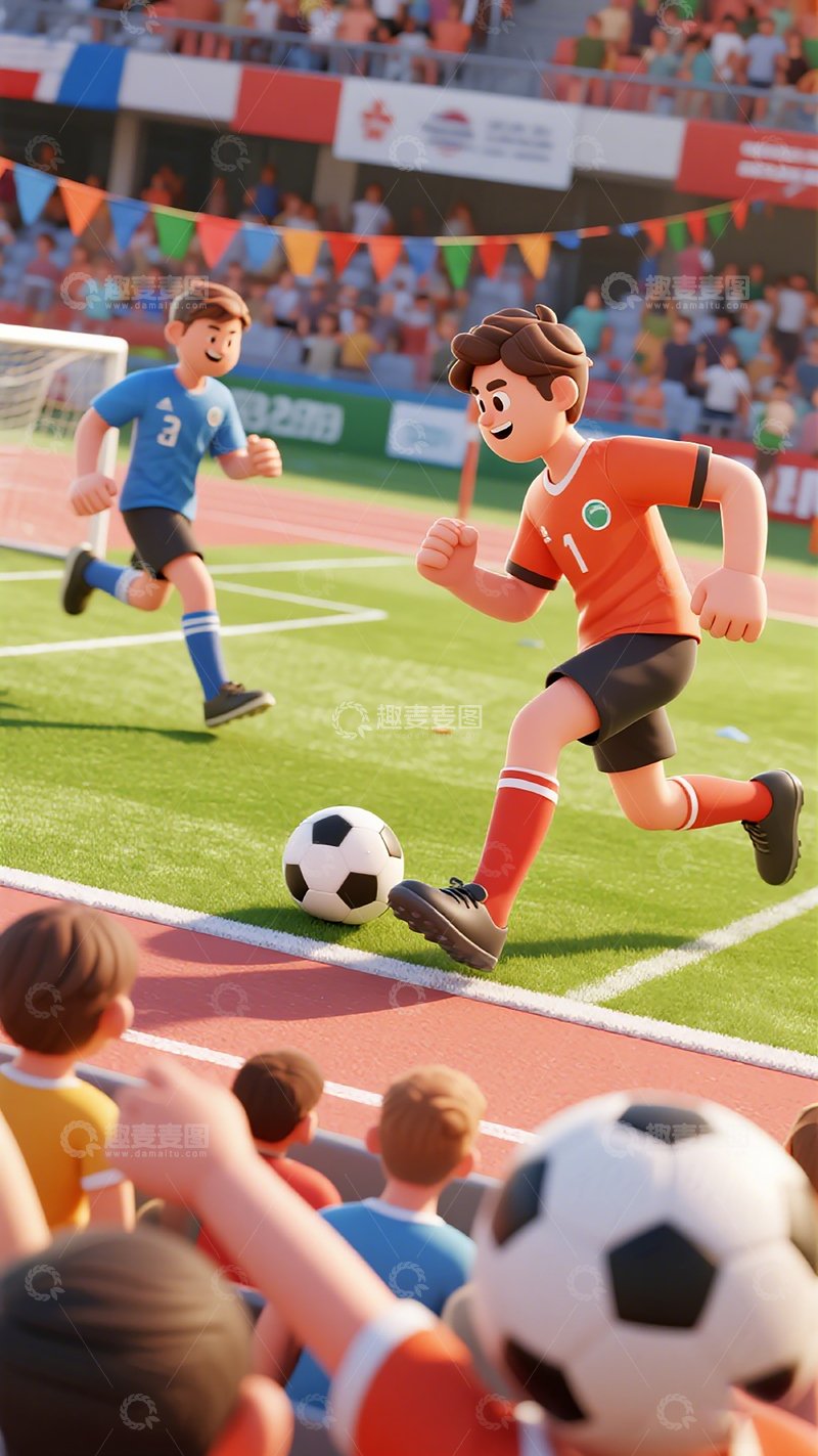 高清大图下载【趣麦麦图】卡通足球赛儿童运动场景