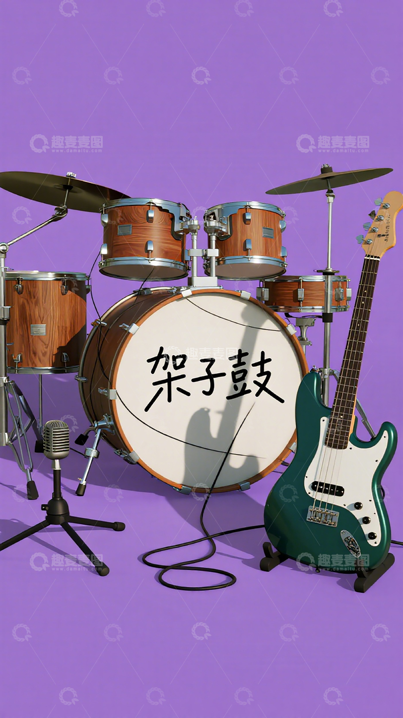 高清大图下载【趣麦麦图】架子鼓音乐器材