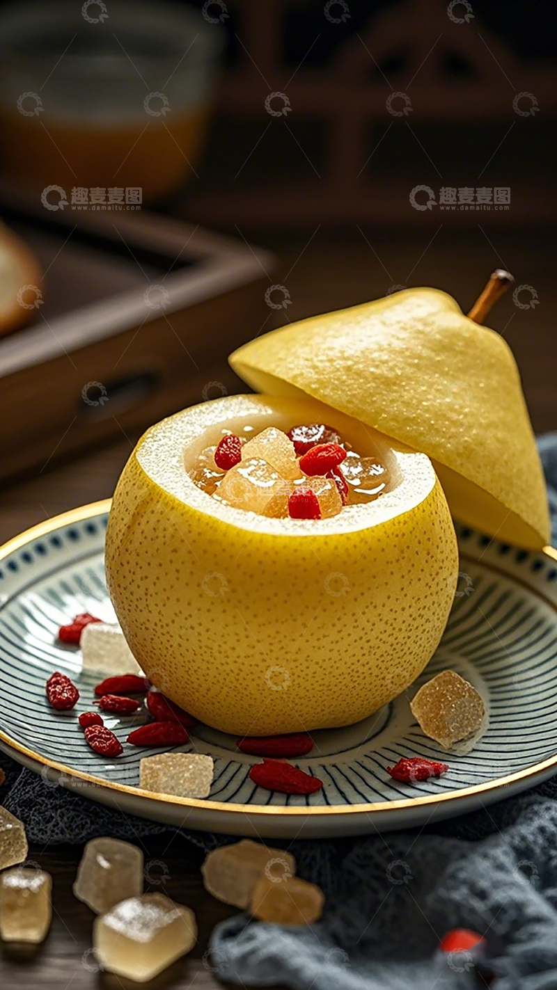 高清大图下载【趣麦麦图】梨盅甜品美食摄影