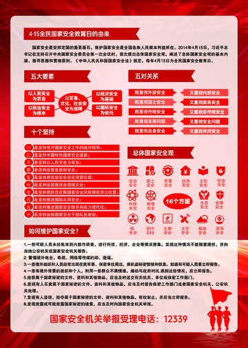 红色背景国家安全教育宣传海报