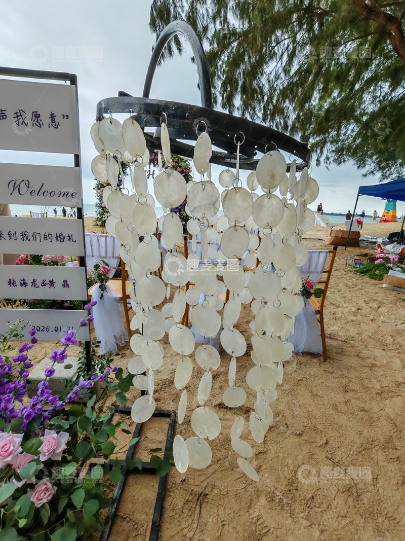 高清大图下载【趣麦麦图】海滩婚礼装饰风光