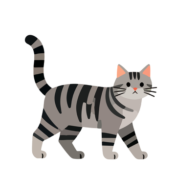 卡通灰猫站立插画