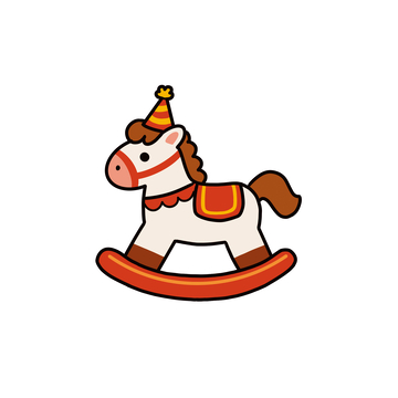 卡通木马玩具插画