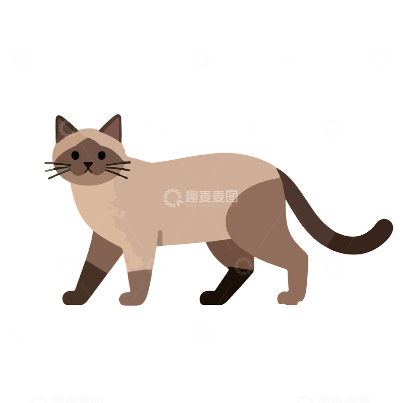源文件下载【趣麦麦图】卡通暹罗猫矢量插画