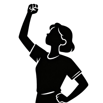 黑白剪影女性胜利姿势