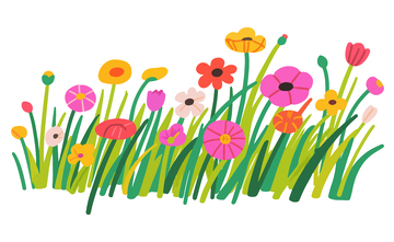 卡通花朵草地设计元素