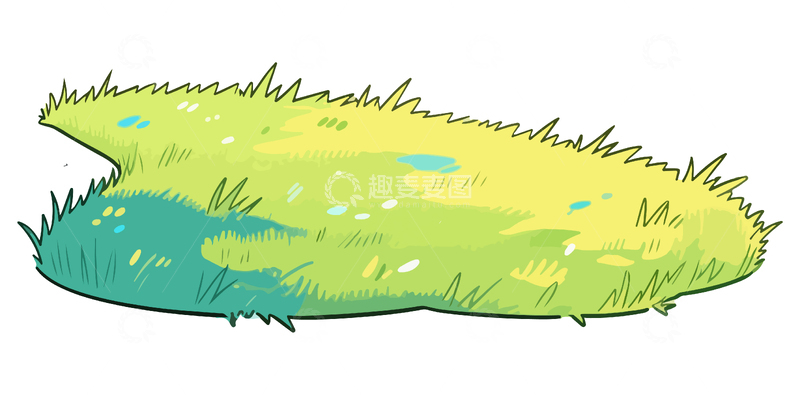源文件下载【趣麦麦图】草地卡通插画草丛